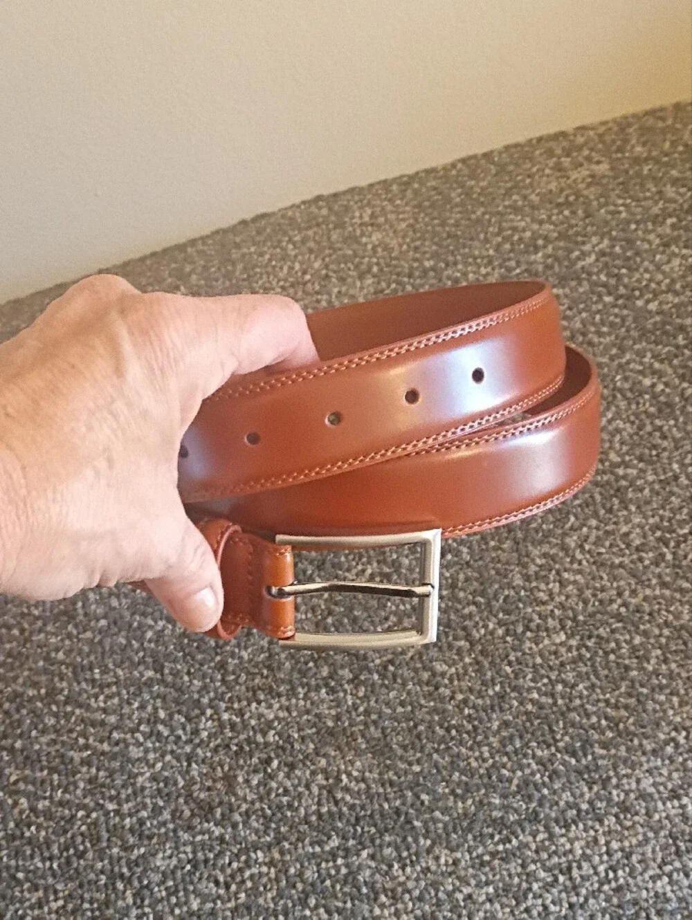 Men's Leather Dress Belt in Brown